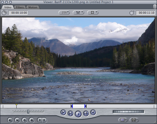 Image displayed in the Viewer at 25% in FCP 7