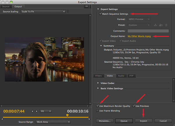 adobe premiere pro 2014 most efficient export format