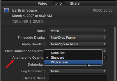 change ratios on final cut pro x 10.3.4