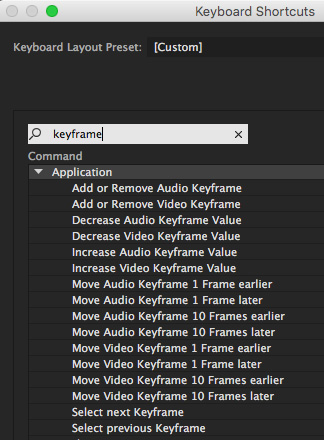 adobe premiere cc shortcuts