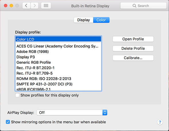 mac display profile for photo editing