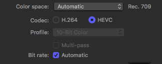 10bit hevc x265 hardware acceleration apple compressor 4.4