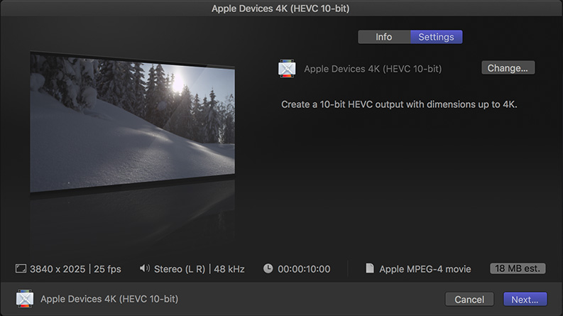 final cut pro 10.3.4, best export settings on compressor