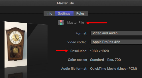 change ratios on final cut pro x 10.3.4