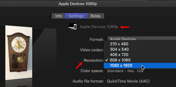 change ratios on final cut pro x 10.3.4