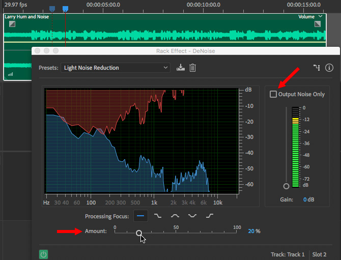 in order to apply the noise reduction effect in adobe audition, you must first define a