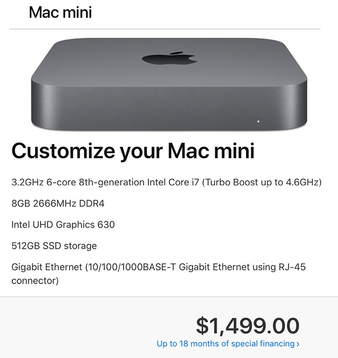 apple mac mini 2018 specs