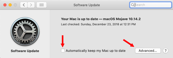 turn off auto update software for qb for mac