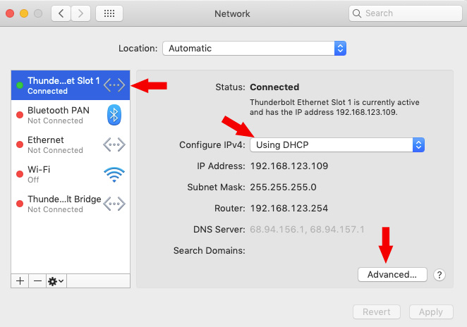 thunderbolt to gigabit ethernet adapter mac address